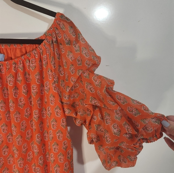 CeCe Orange Floral Women's Top, Size Large - Picture 3 of 8